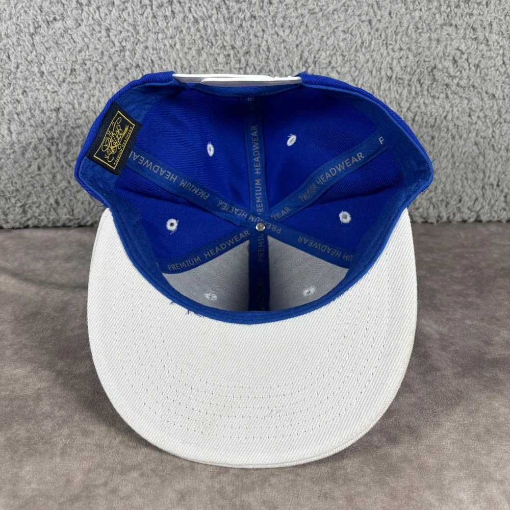 KIPA Hat Men OS Blue White Lions Mascot Snapback Flat Brim Structured Cap NEW